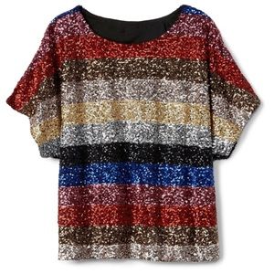 NWT Gap Crazy Stripe Sequin Top